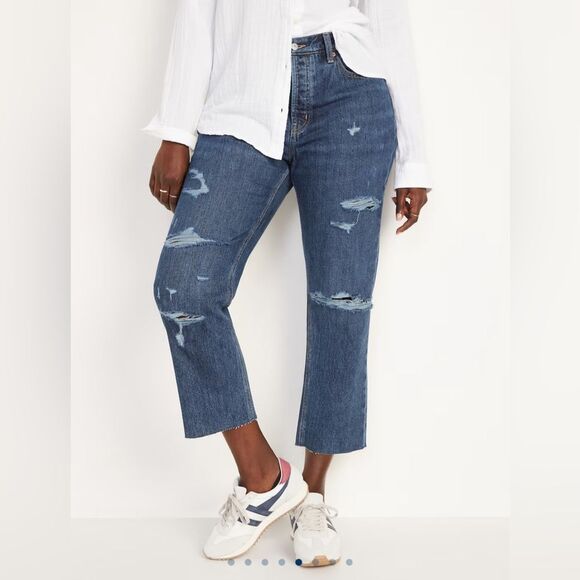 NWT Old Navy High-Waisted Button-Fly Slouchy Straight Secret-Slim Pockets Jeans - Picture 13 of 15